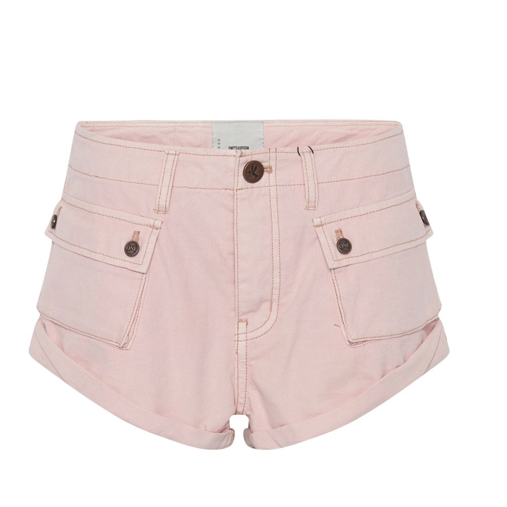 NWT One Teaspoon Cadet Bandits Low Waist Denim Shorts Blush Pink 32